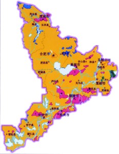 安徽富硒土壤区划图淡红色为富硒区，具有开发潜力