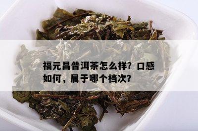 福元昌普洱茶怎么样？口感如何，属于哪个档次？
