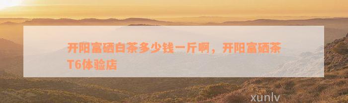 开阳富硒白茶多少钱一斤啊，开阳富硒茶T6体验店