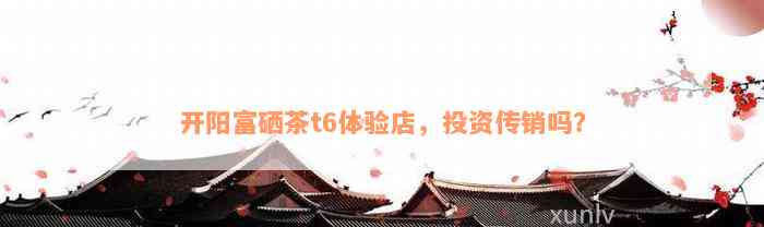 开阳富硒茶t6体验店，投资传销吗？
