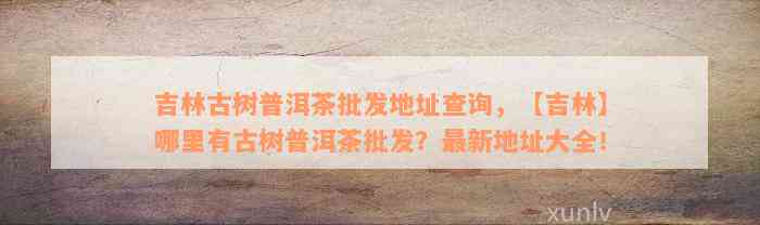 吉林古树普洱茶批发地址查询，【吉林】哪里有古树普洱茶批发？最新地址大全！